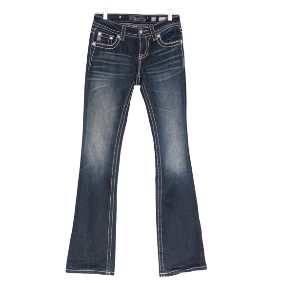 Miss Me Jeans Sz 26 Jeweled Snowflake Star Signature Boot Cut Western Flare - Picture 8 of 8